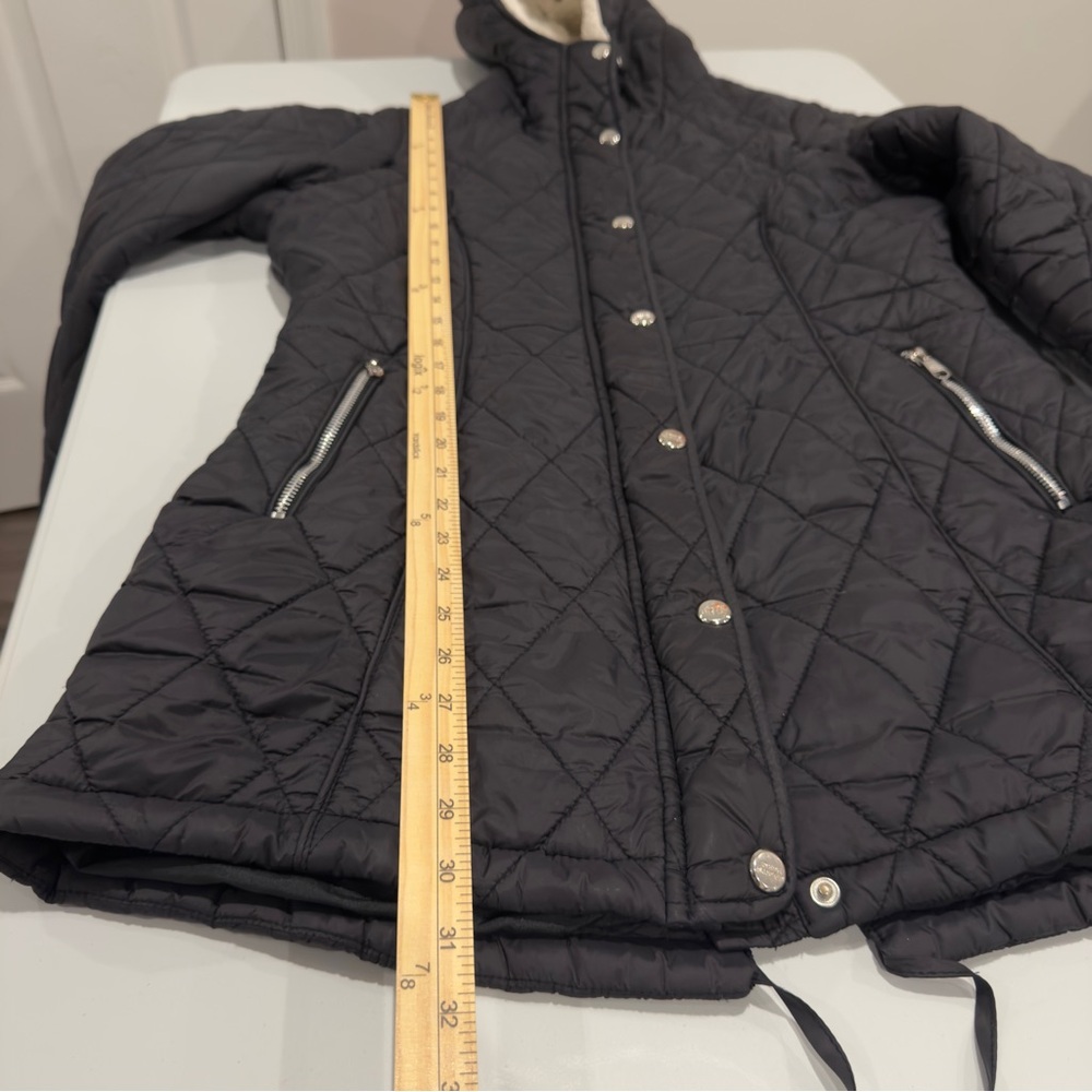 Steve Madden Black Hooded Winter Parker Coat Jacket Women Size M - Picture 15 of 16